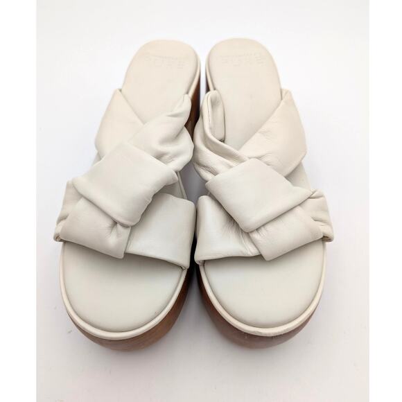 Pure Donna Karan Adalee Platform Sandal Women's White Leather Size US7M EU37.5B - Picture 2 of 14